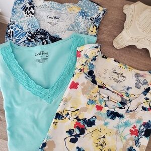 Coral Bay Women's Floral and Solid Tops - Blue, Cream, and Aqua